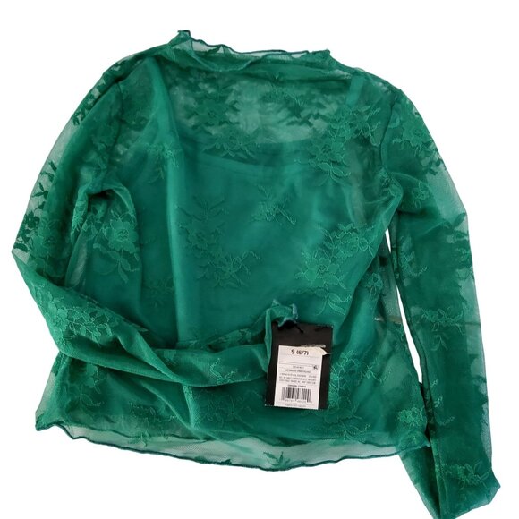Art Class Green Floral Lace Long Sleeve Comfortable cotton lining Top Size (6/7) - Picture 1 of 7